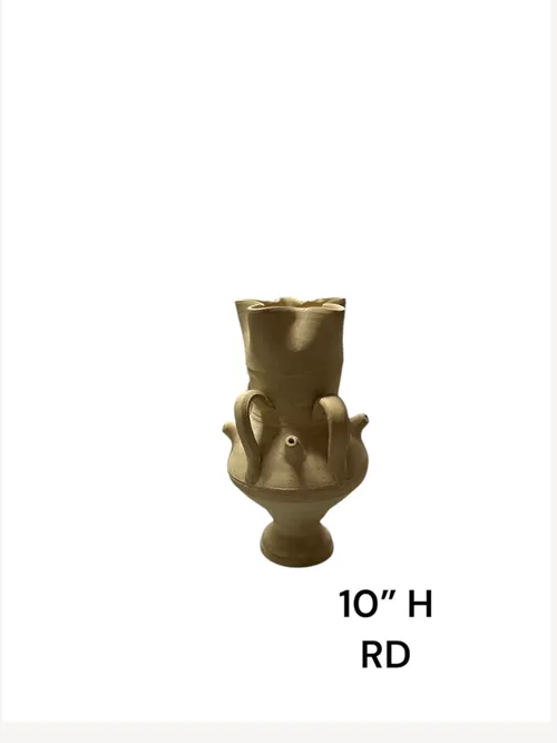 vintage white ceramic  vase/ pitcher/wavy top handles and pourers