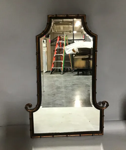 pagoda style bronze bamboo frame mirror 