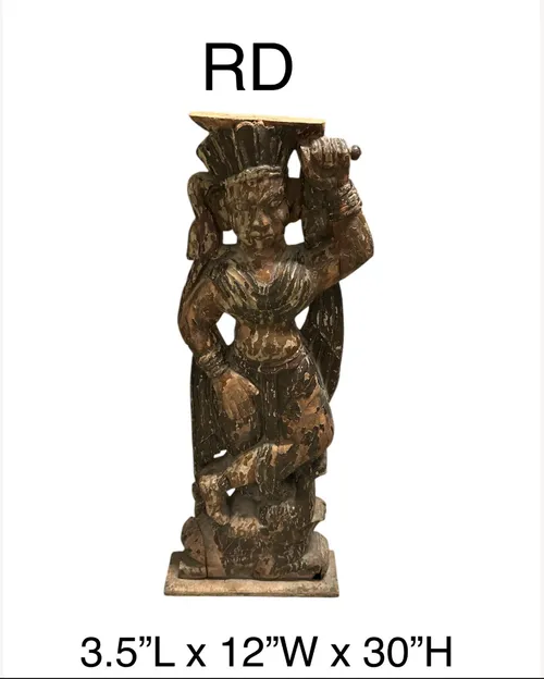 indian wood weather sculpture  from temple