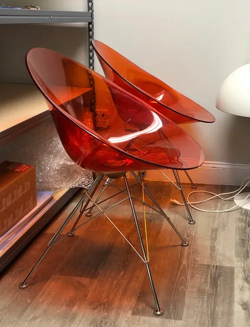 Eros Chairs by Philippe Starck for Kartell effiel base clear red