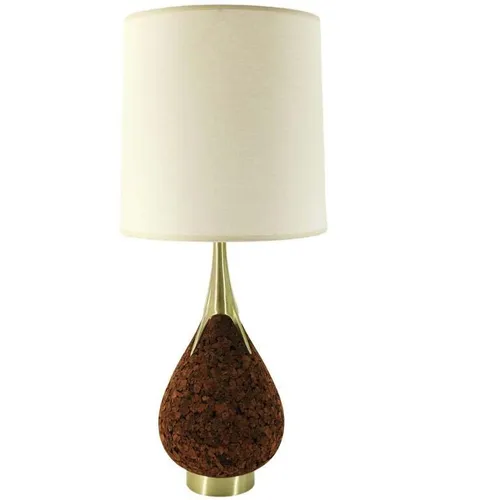vintage cork table brass teardrop  lamp laurel mfg 