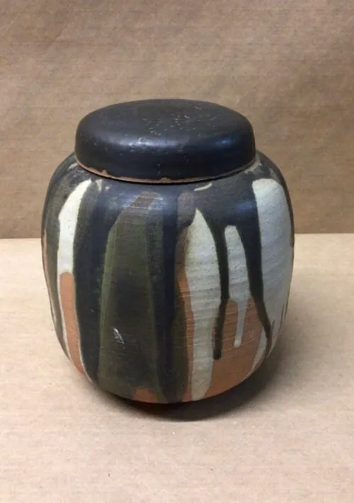 short glazed pottery with lid