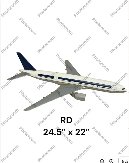 plane model white blue stripe 24.5 x 22