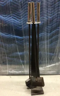 black fireplace tool set brass handles