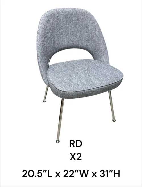 knoll saarinen chair blue grey fabric armless 