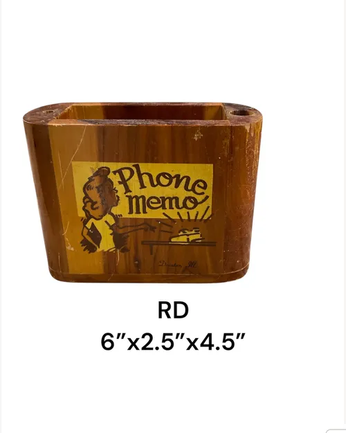 vintage wood cedar phone memo box