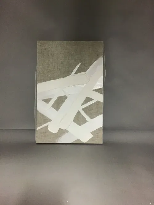 linen canvas with white abstract art left bank 