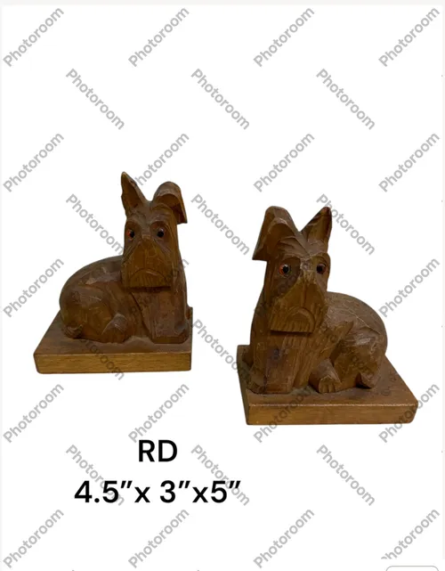 wood terrier bookends