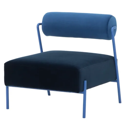 Marni occasional chair blue velvet  bolster chair
