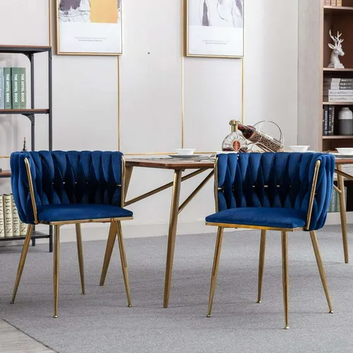 Navy + Gold Velvet Dinning Chairs (Set of 2)