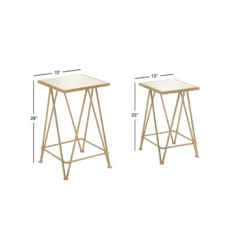 Gold Square Mirrored End Table 