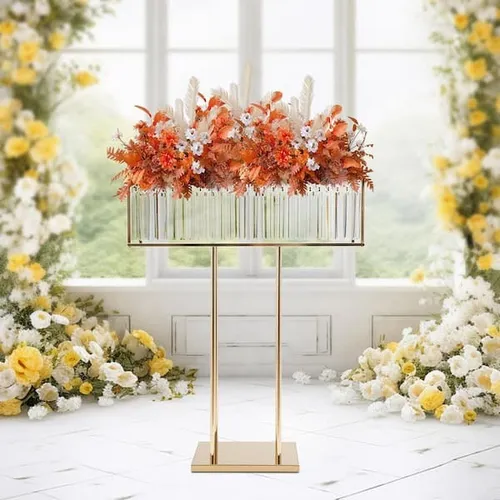 Gold Modern Rectangular Acrylic Centerpieces
