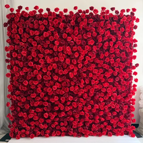 Crimson romance flower wall Rental 8ft by 8ft