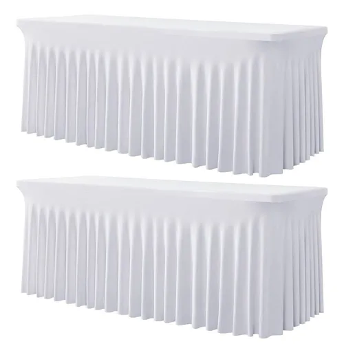 White spandex tablecloth banquet 8ft HILLSIDE EVENTS ONLY