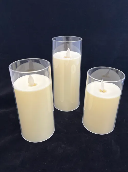 Ivory 3pc Candle Set with Vase 