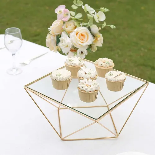 Gold Geometric Cake Stand Large