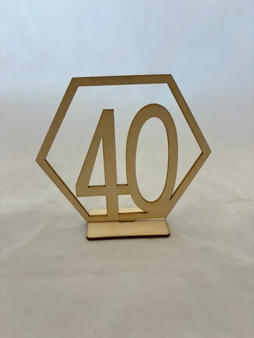 Hexagon Wood (1-40) Table Numbers 