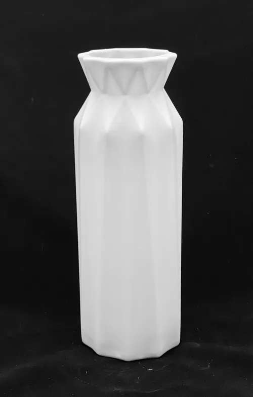 8 in White Geometric Vase 1