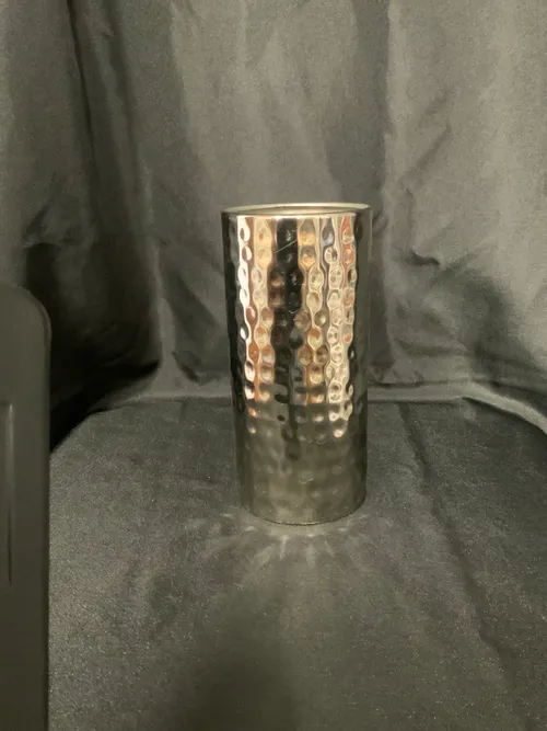 Silver Metal Cylinder Vase 8 Inch
