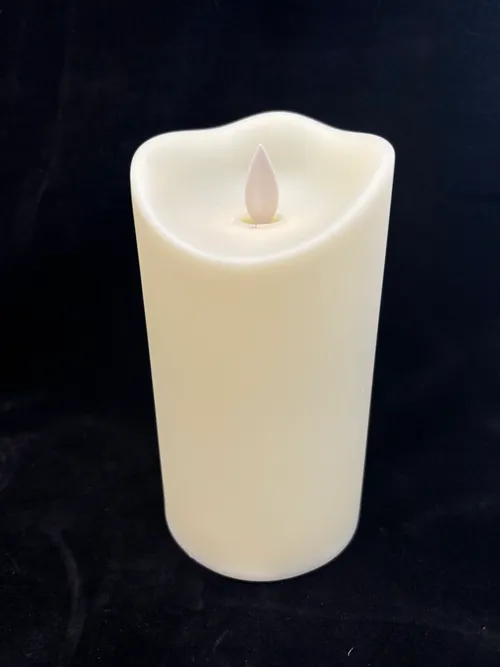 Ivory Pillar Outdoor Candle 2pc Moving Flame 