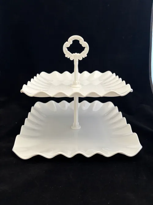 White Acrylic 2-Tier Cupcake Stand 