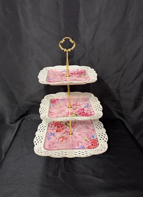 Floral 3 Tier Cupcake Stand