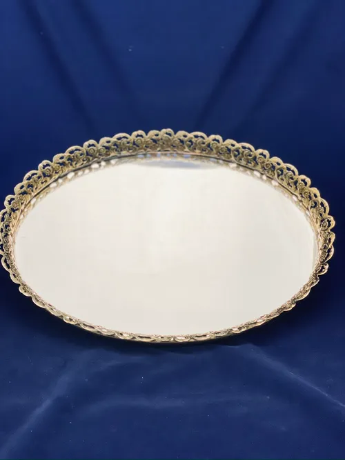 7 Inch Gold Round Mirror Centerpiece