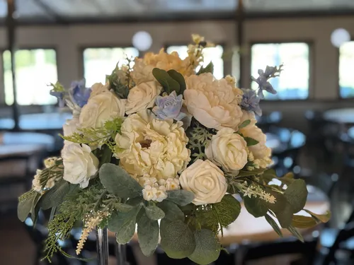 White & Blue Premade Floral Toppers