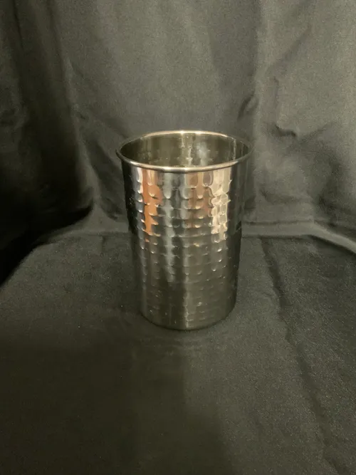 Silver Metal Cylinder Vase 7 Inch