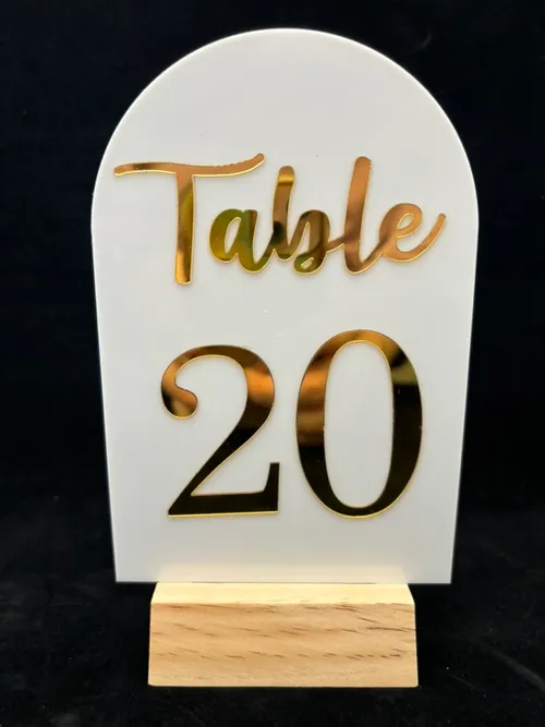 White & Gold 1-20 Table Signs
