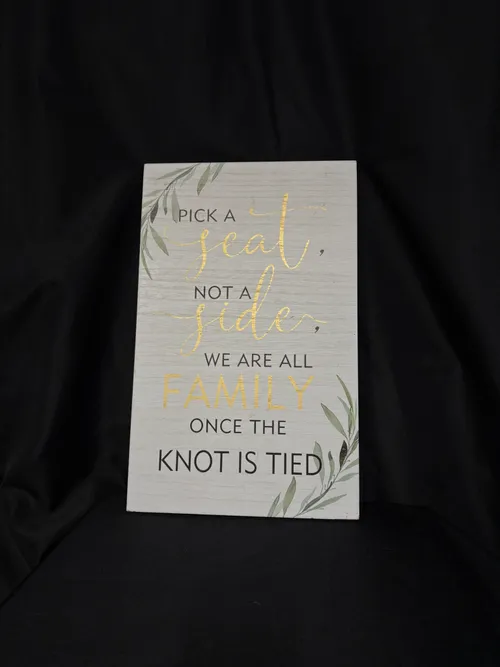 White/Gold Pick a Seat Sign