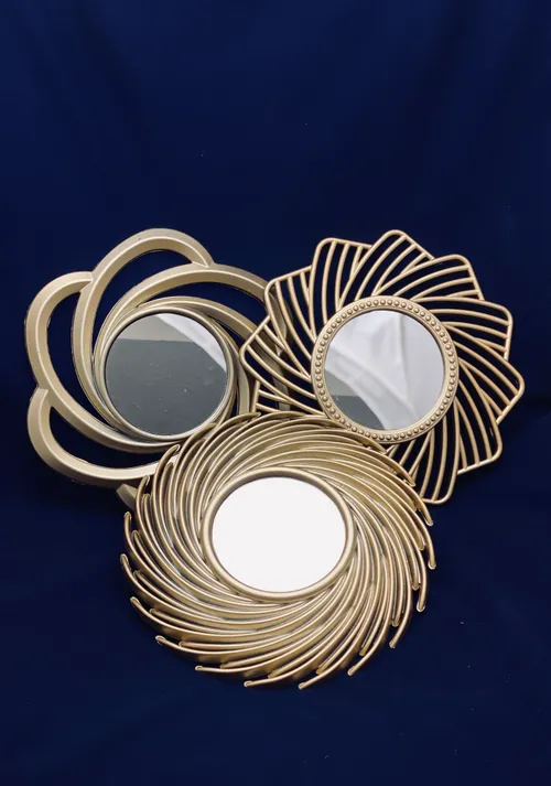 9.5 Inch Gold Pinwheel Mirror Set