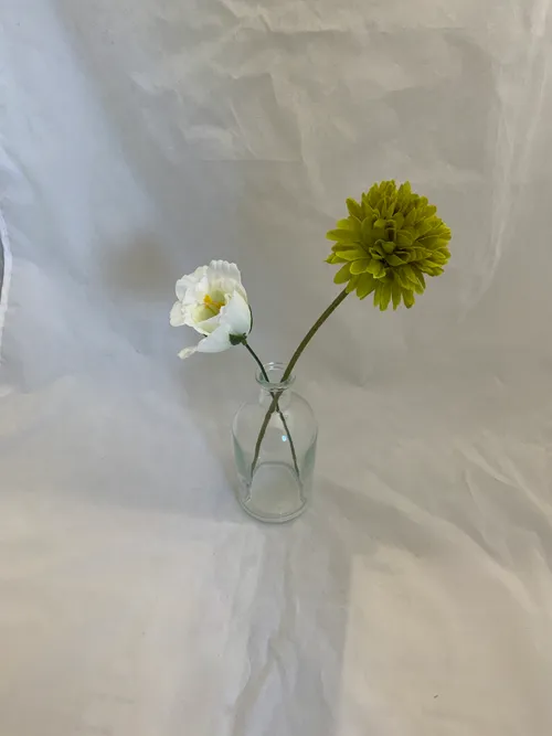 White and Chartreuse Small Premade Floral Vase 3