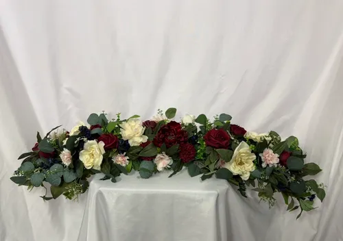 Burgundy and Blush 1 pc Floral Arch Swag/ Free Standing Floral