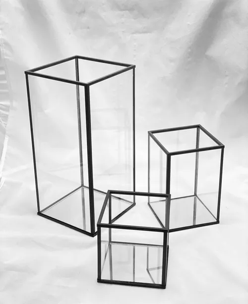 Black Geometric Lantern Medium 6”