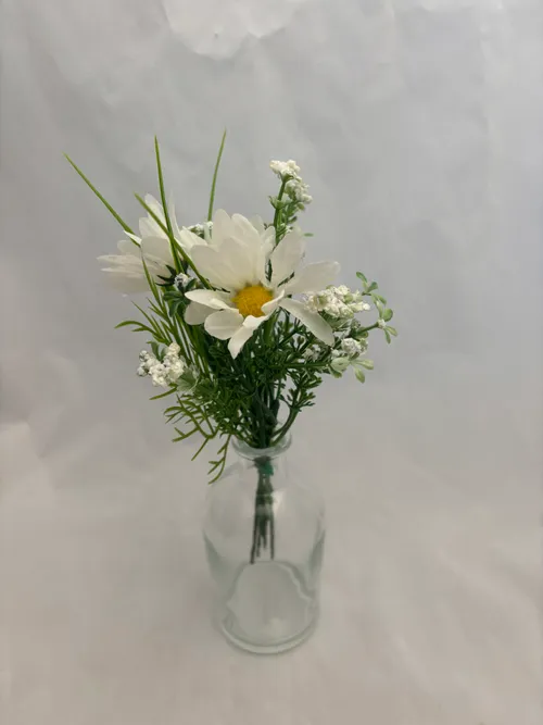 Wildflower White Premade Floral Small Vase