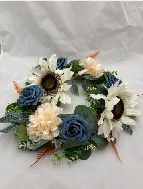 Blue & Terracotta Floral Ring XL