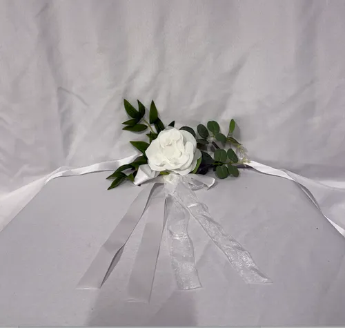 Classic White Premade Floral Chair Sash 