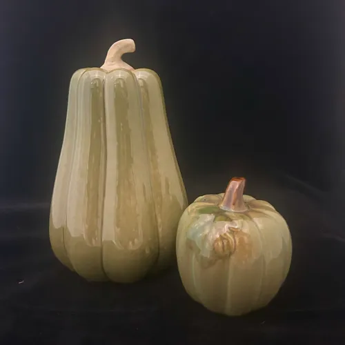 Green Glass Pumpkin Set