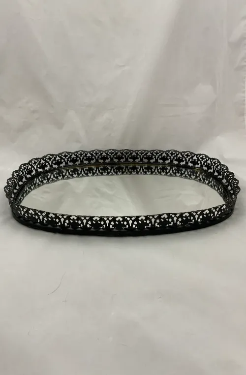 Vintage Black Mirror Tray
