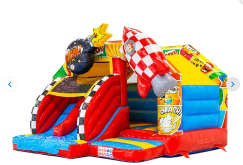 Location Château Gonflable Double Combo Toboggan – Bandes Dessinées