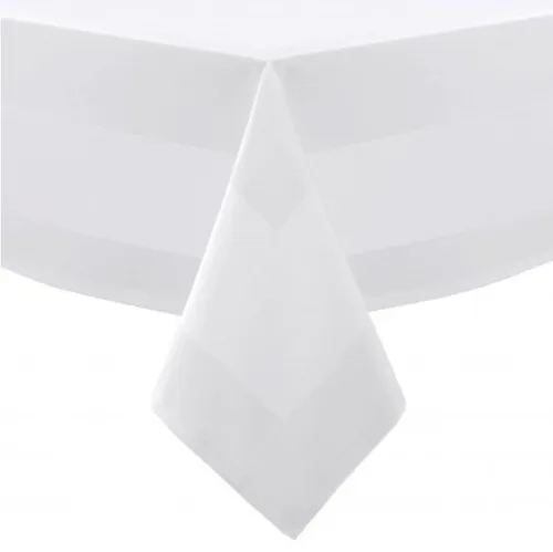 Location Nappe Blanche avec Bande Satin 140×320 cm – Coton Premium