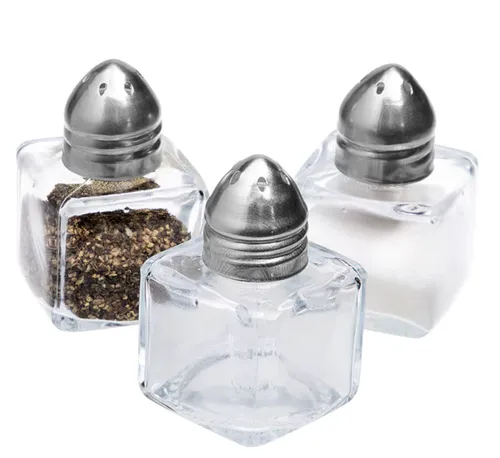 Location salière + poivrière – duo verre & inox – à l’unité (2 pièces)