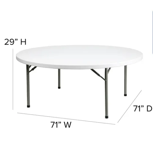 4.5ft Round White Folding Tables 