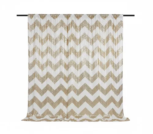 7x7 White And Champagne Chevron Sequin Backdrop  (Stand Not Included)