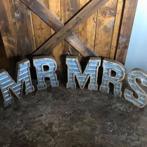 MR MRS Rustic Letters 14in