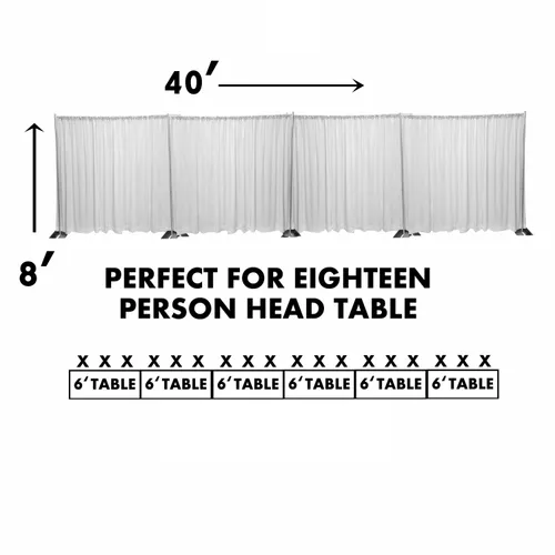 40ft (W) 8ft (T) Head Table Backdrop: 