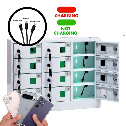 12-Bay Secure Cell Phone Charging Locker for Events – Universal Multi-Device Compatibility