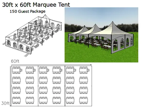 30 x 60 Marquee Package 150 Guests