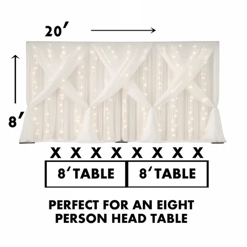 20ft (W) x 8ft (T) Sheer Head Table Backdrop (Fancy Weave) 